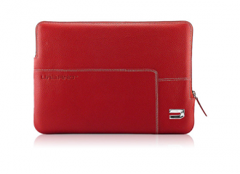 Urbano Leather Zip Folder Black for Macbook 15 Red 
